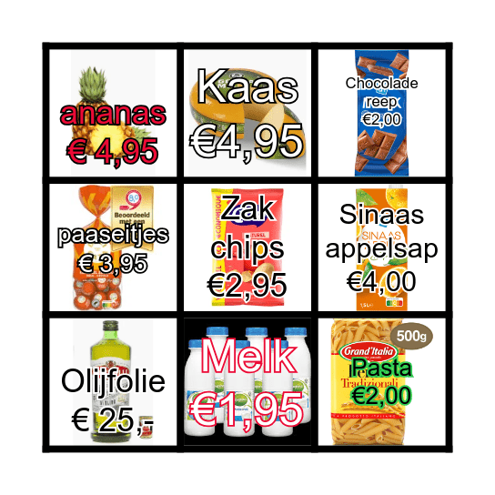 boodschappen bingo Card