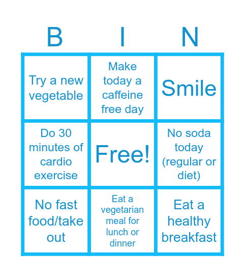 Wellness Bingo Card