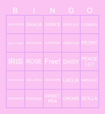 Spring Flower Bingo Card