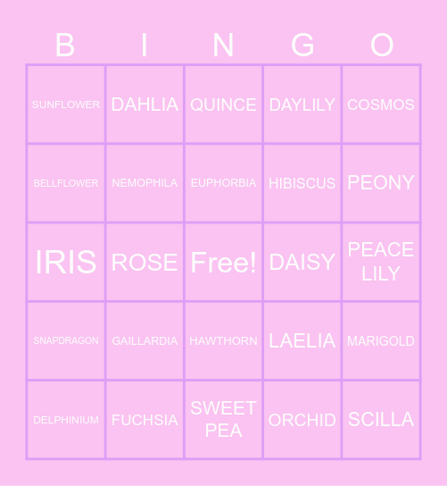 Spring Flower Bingo Card