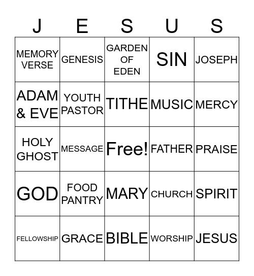 JESUS Bingo Card
