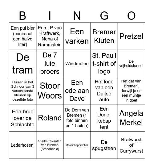 Bremen Bingo Card