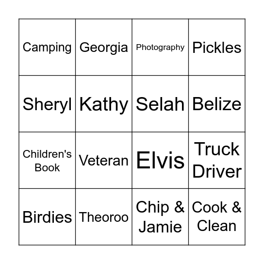 Chris's Birthday Bingo Card