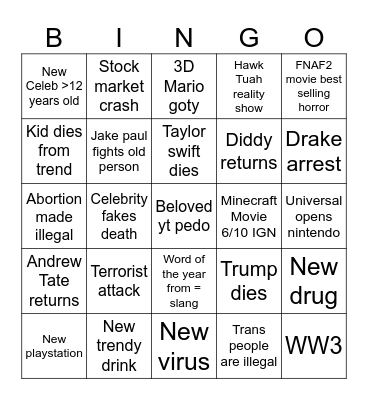 2025 Bingo Card