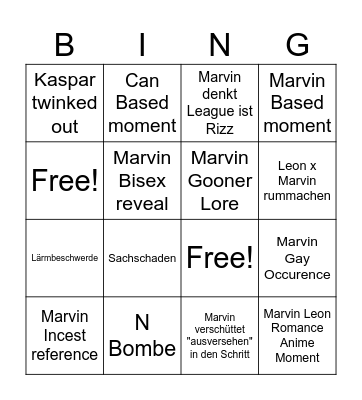 Marvin Bingo Card