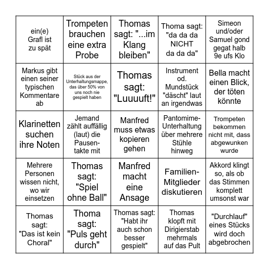 Musigprob BINGO - April '25 Bingo Card