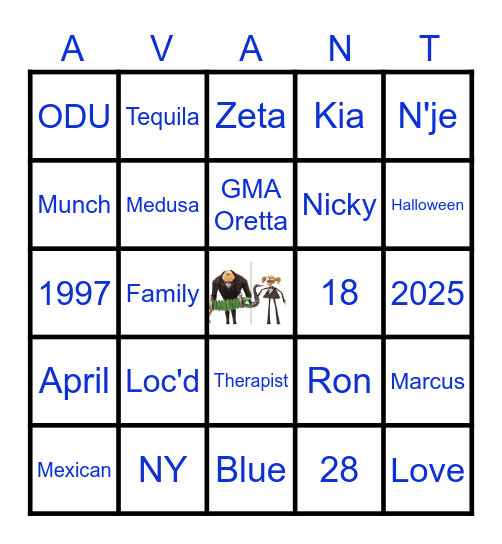 Celebrating Avante' Bingo Card