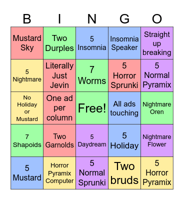 Spr Bingo Card