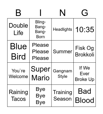 Musikkbingo Mars Bingo Card