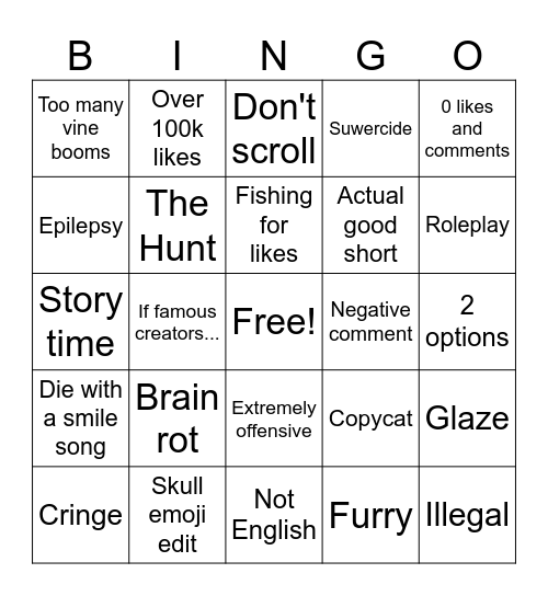 Clip It Bingo Card