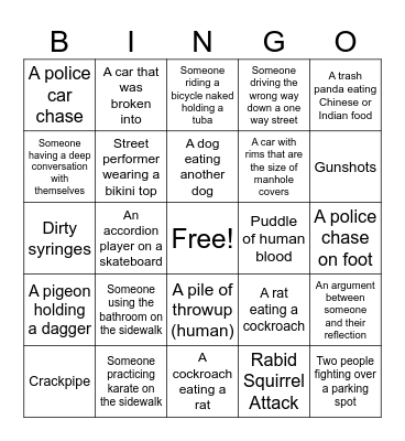 Sh*t you see in Birmingham Bingo Card
