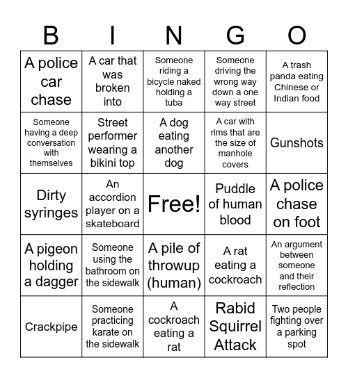 Sh*t you see in Birmingham Bingo Card