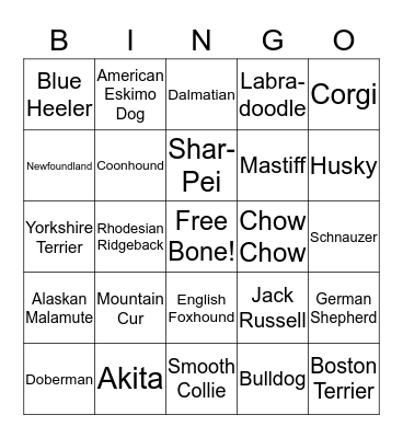 Puppy Party Bingo Card