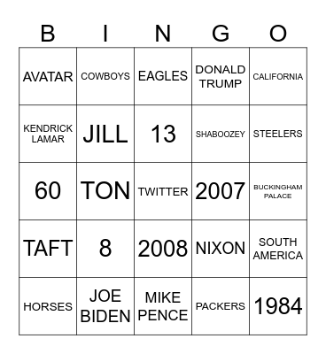 Trivia Bingo Card