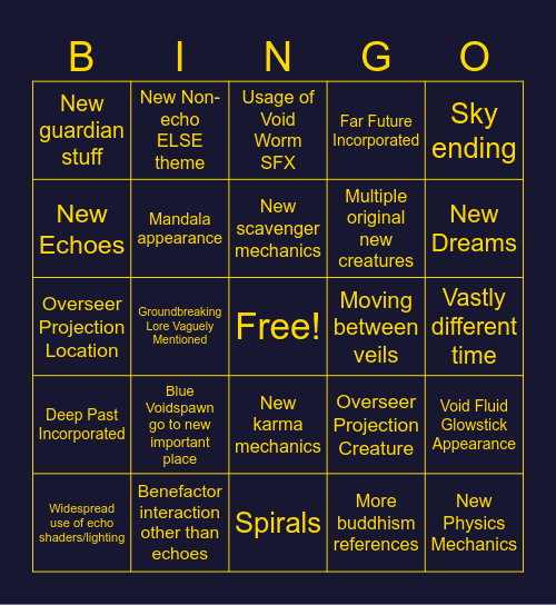 Hiphyro Watcher Predictions Bingo Card