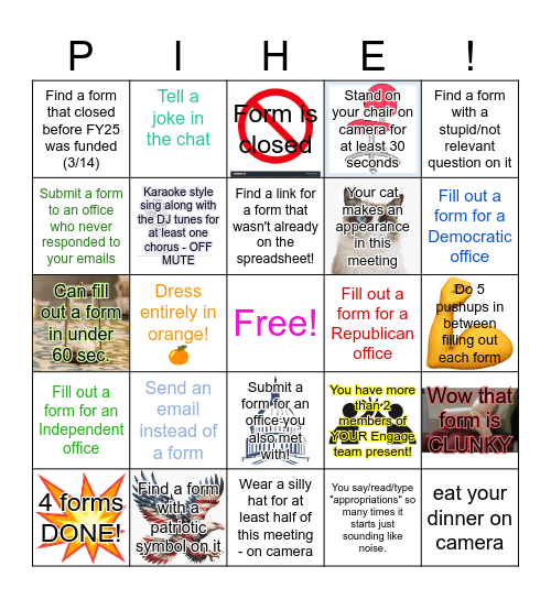 Engage Appropriations! Bingo Card