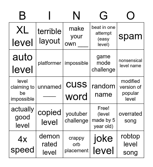 Recent Tab Bingo Card