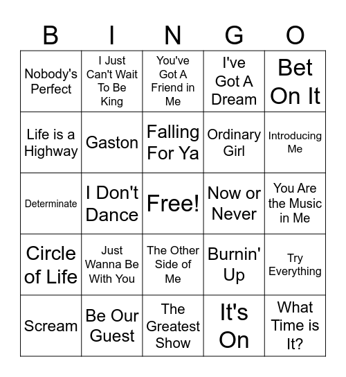 Disney Magic Bingo Card