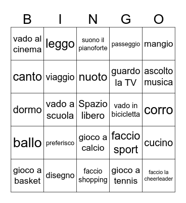 Cosa fai? io Bingo Card