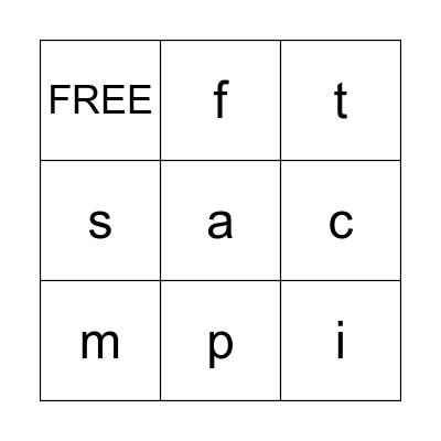 Phonic Friends Bingo Card