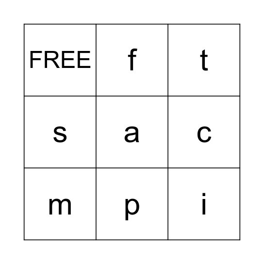 Phonic Friends Bingo Card