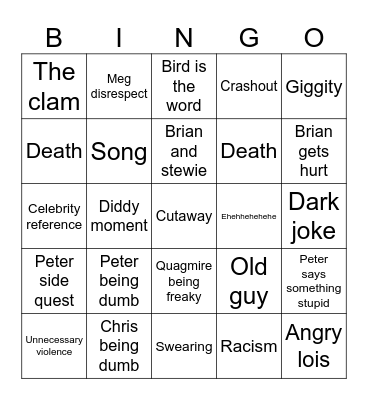 Family guy clips Bingo Card
