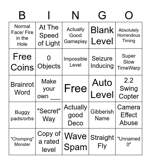 Recent Tab Bingo Card