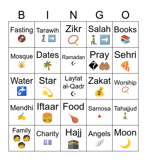 Eid Bingo Card