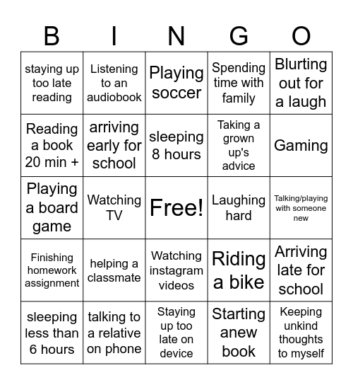 Finding Media Balance Bingo Card