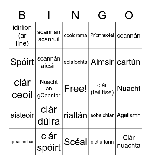 An Teilifís Bingo Card