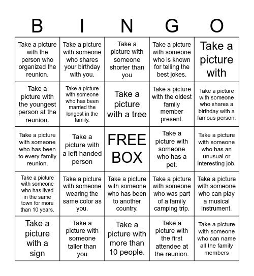 MUST COMPLETE ENTIRE CARD TO WIN Bingo Card
