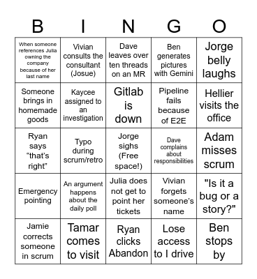 Pitch Black Office Bingo Card