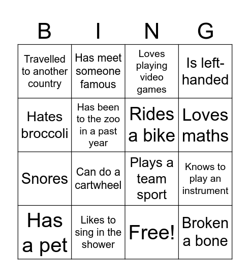 Full House Bingo Card