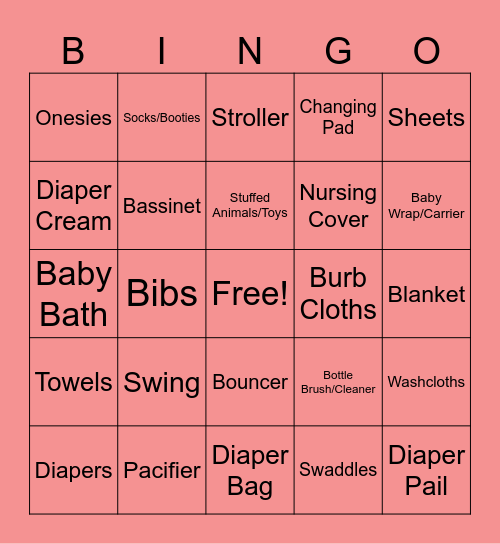 Baby Bingo Card