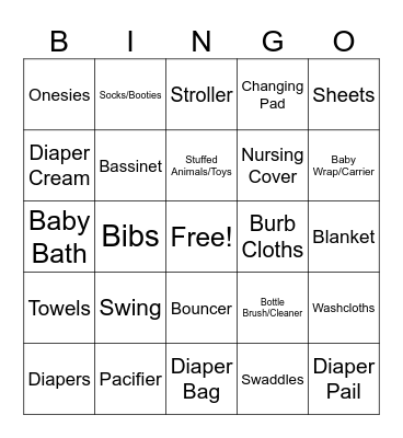 Baby Bingo Card