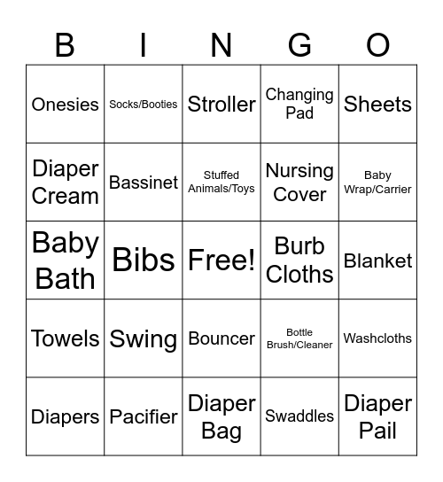 Baby Bingo Card