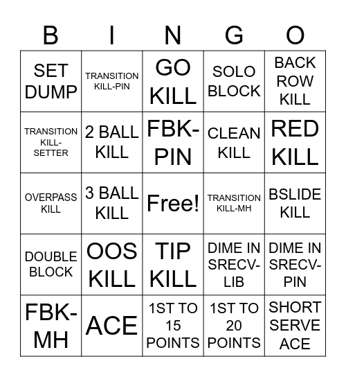 Regals VB Bingo Card