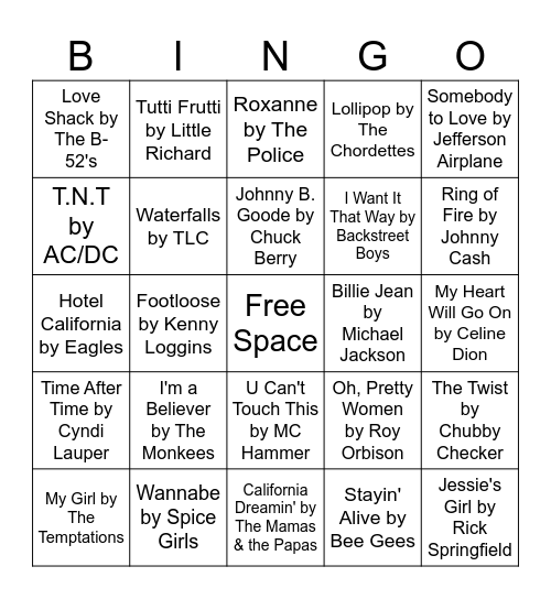 Music BINGO Card