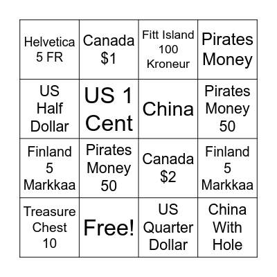 Coins of the World Bingo Card