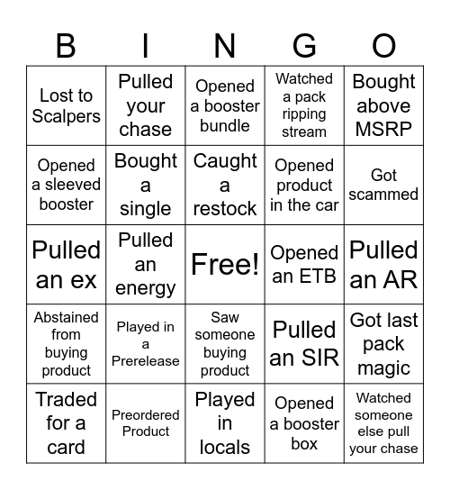 Pokémon TCG Bingo! Bingo Card
