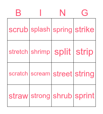 trigraph bingo Card