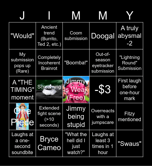 JimmyHere YLYL Stream Bingo (Giveaway Version) Bingo Card