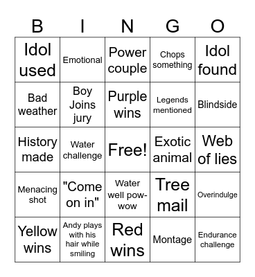 Survivor Bingo Card