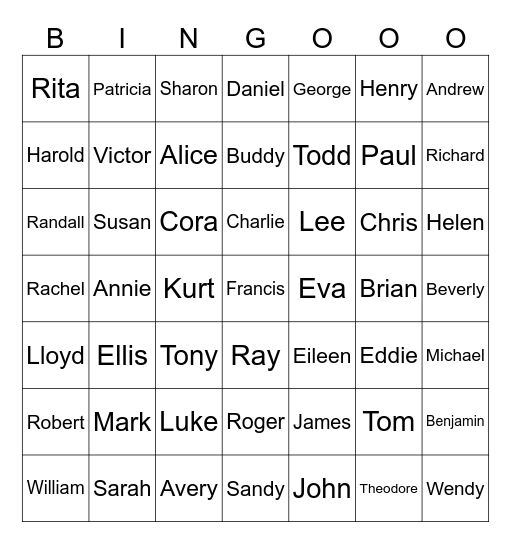 Names in Stephen King Books (variations count) Bingo Card