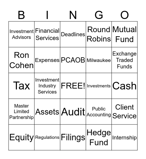 IIS Accounting Bingo Card