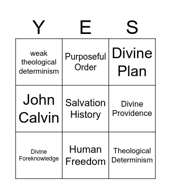 Theological Determinism Bingo Card