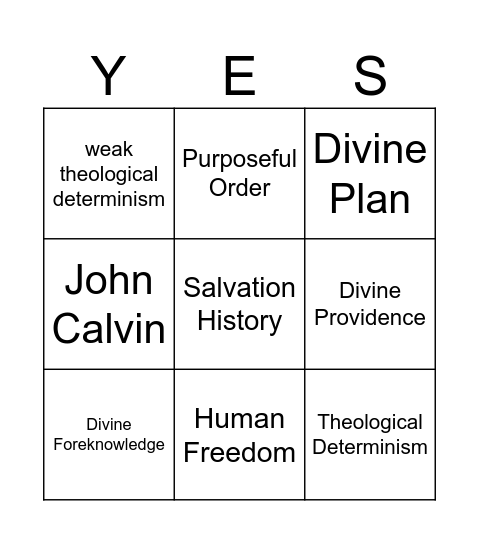 Theological Determinism Bingo Card