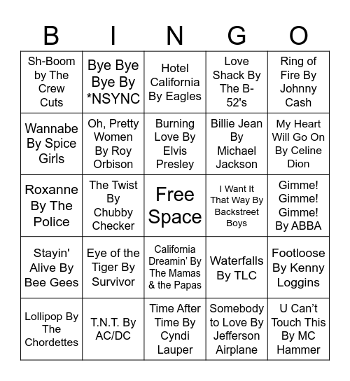 Music BINGO Card