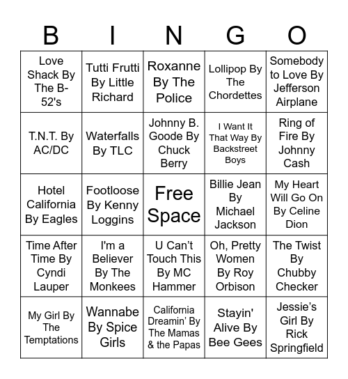 Music BINGO Card