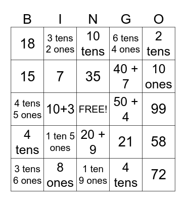 Place Value Bingo Card